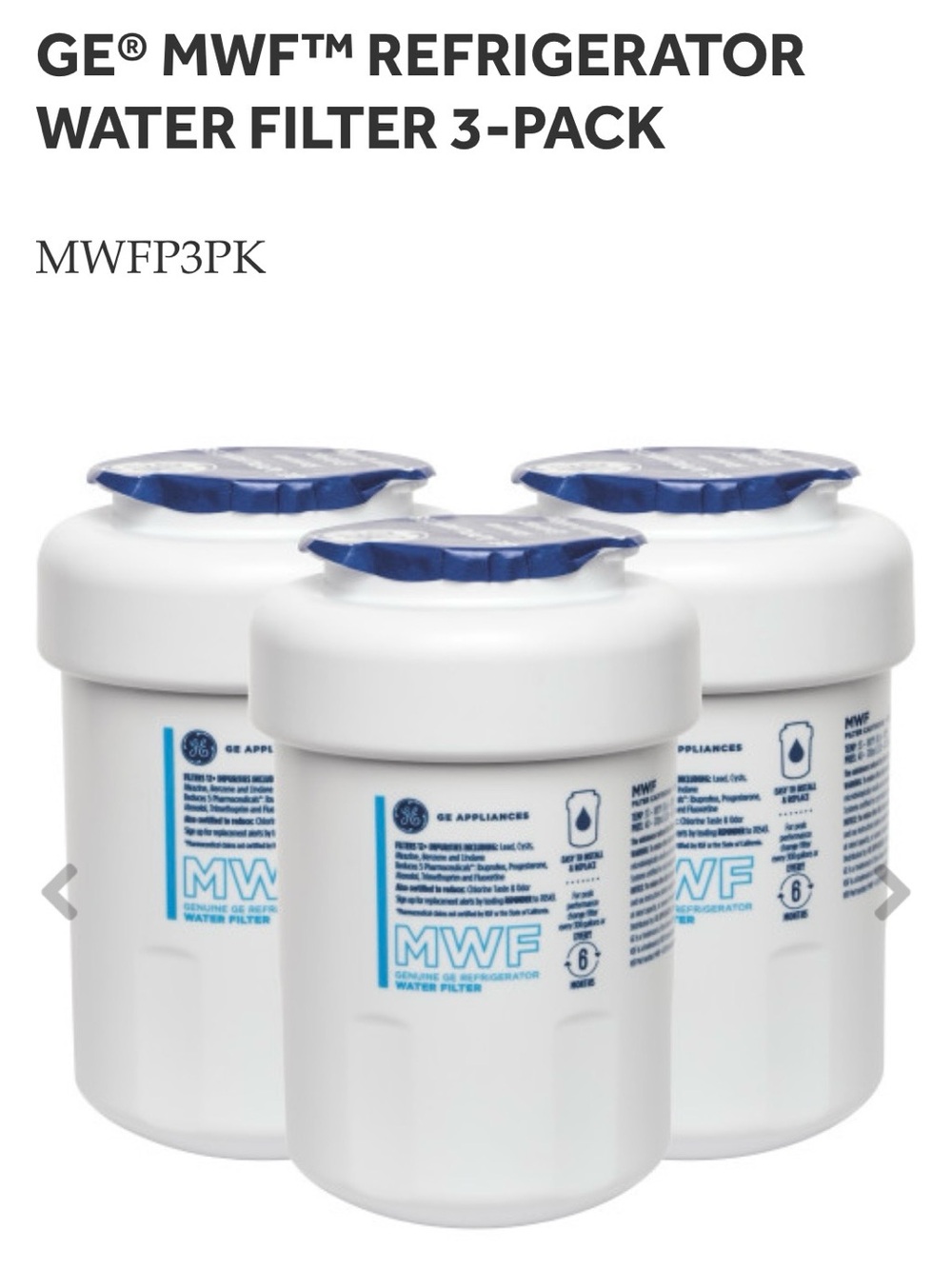 MWF Refrigerator Water Filter 3-Pack